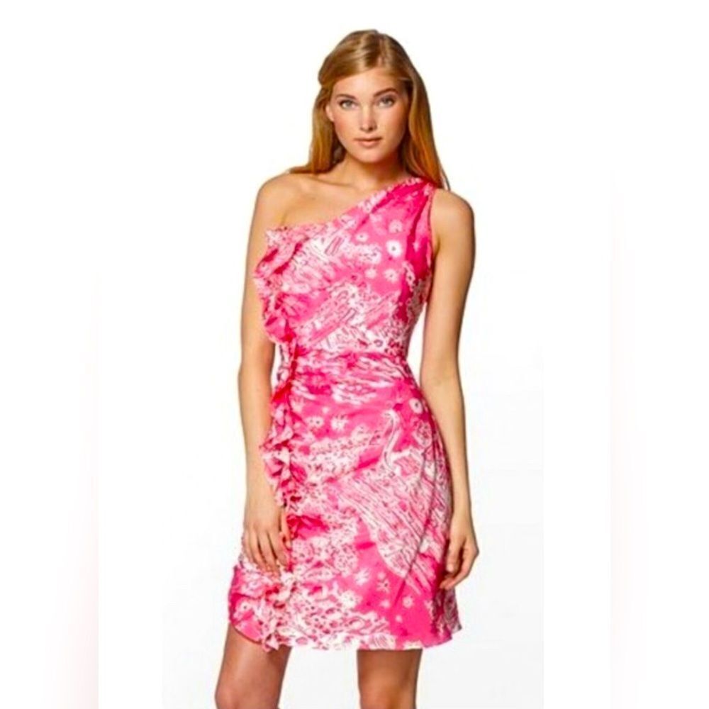Lilly Pulitzer Julianne PINK One Shoulder Dress SZ 6